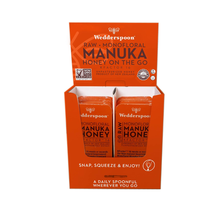Wedderspoon Raw Monofloral Manuka Honey On The Go KFactor 16 24's