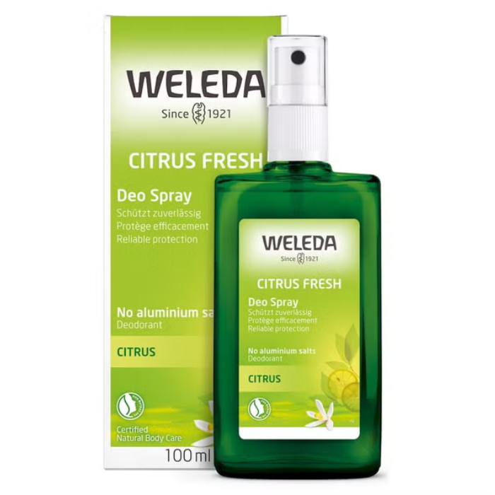 Weleda Citrus 24H Deodorant Spray, Natural Freshness, Aluminum-Free, Non-Aerosol, Skin-Friendly, 100ml