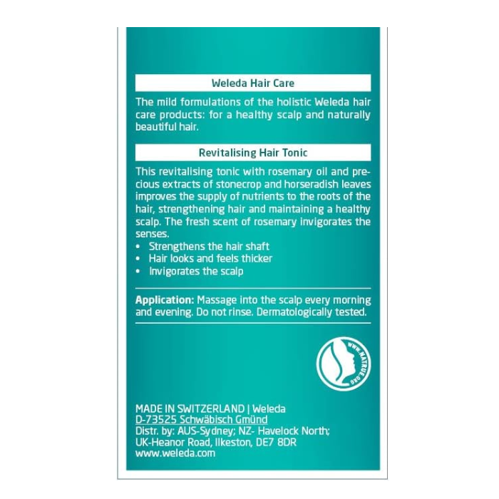 Weleda Rosemary Revitalising Hair Tonic, Strengthens, Promotes Growth and Nourishes Scalp Naturally, 100ml