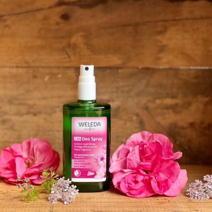 Weleda Wild Rose 24H Deodorant Spray, Natural Floral Freshness, Aluminum-Free, Skin-Kind Formula, 100ml