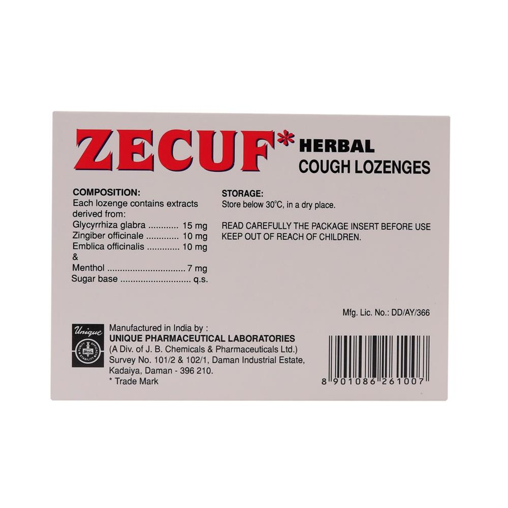 Zecuf Herbal Lozenges – Natural Cough & Throat Relief, Soothes Sore Throat, Dry Cough & Hoarseness – 24's