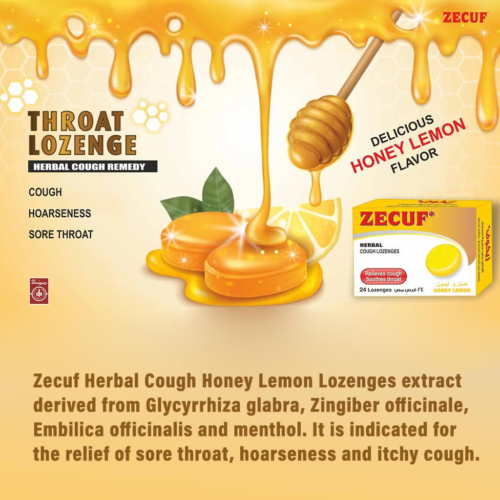 Zecuf Herbal Lozenges – Natural Cough & Throat Relief, Soothes Sore Throat, Dry Cough & Hoarseness – 24's