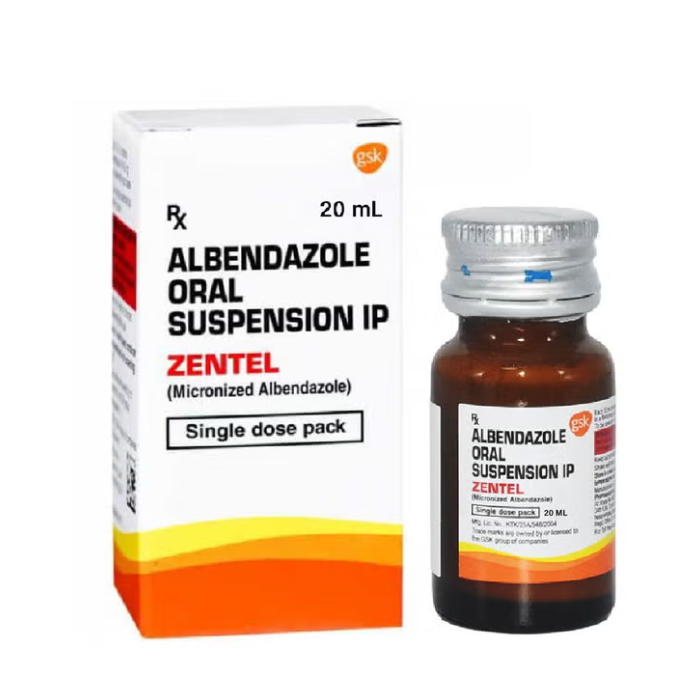 Zentel 100mg/5ml Suspension 20ml Bottle